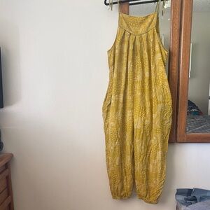 Easel Los Angeles Boho Cotton Jumpsuit Overalls  Adjustable Straps Pockets large